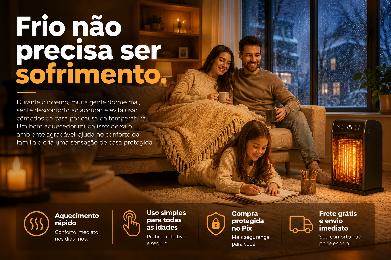 Aquecedor torre em destaque
